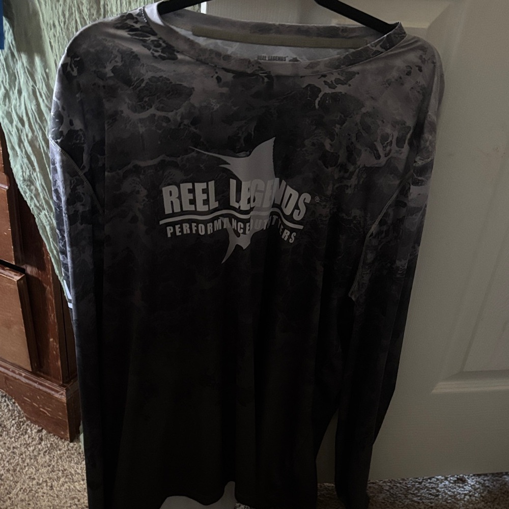 Reel Legends Men's Gray Performance Long Sleeve Tee
